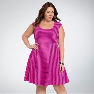 Torrid Hot Pink & Black Stripped Dress